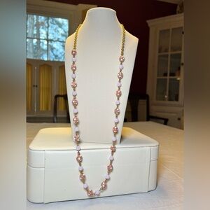 Talbots Gold and Pink Beaded Necklace